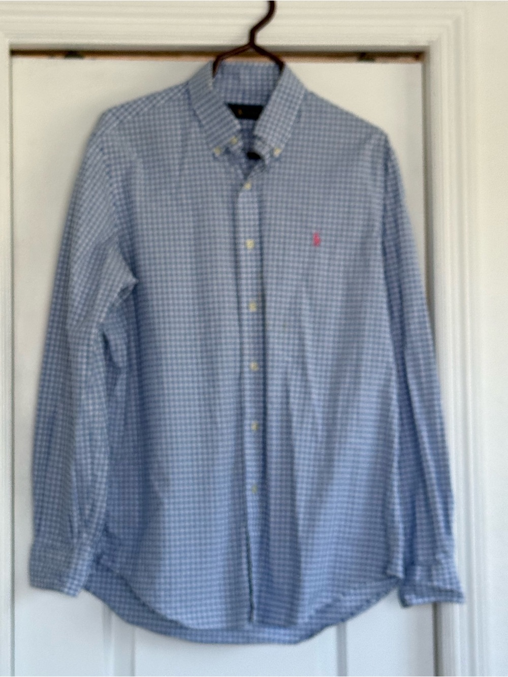 Ralph Lauren Light Blue Gingham Button-Down Dress Shirt